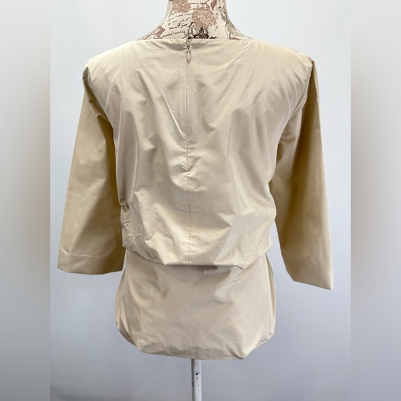 COS Beige crew neck 3/4 sleeve tie waist top size 8 - Picture 5 of 13